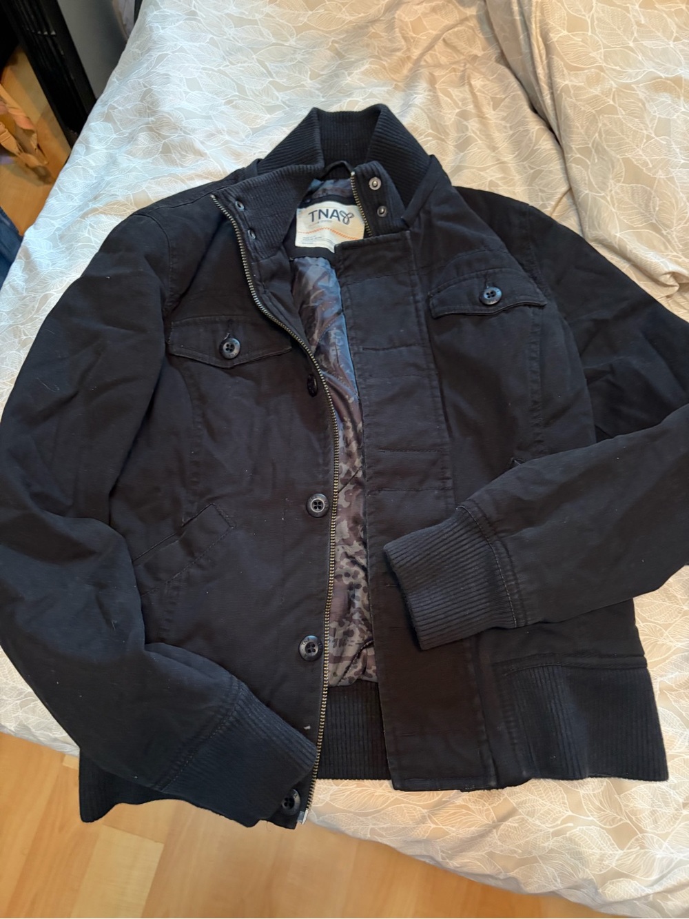 TNA Aritzia Y2K Black Maverick Bomber Jacket size XS